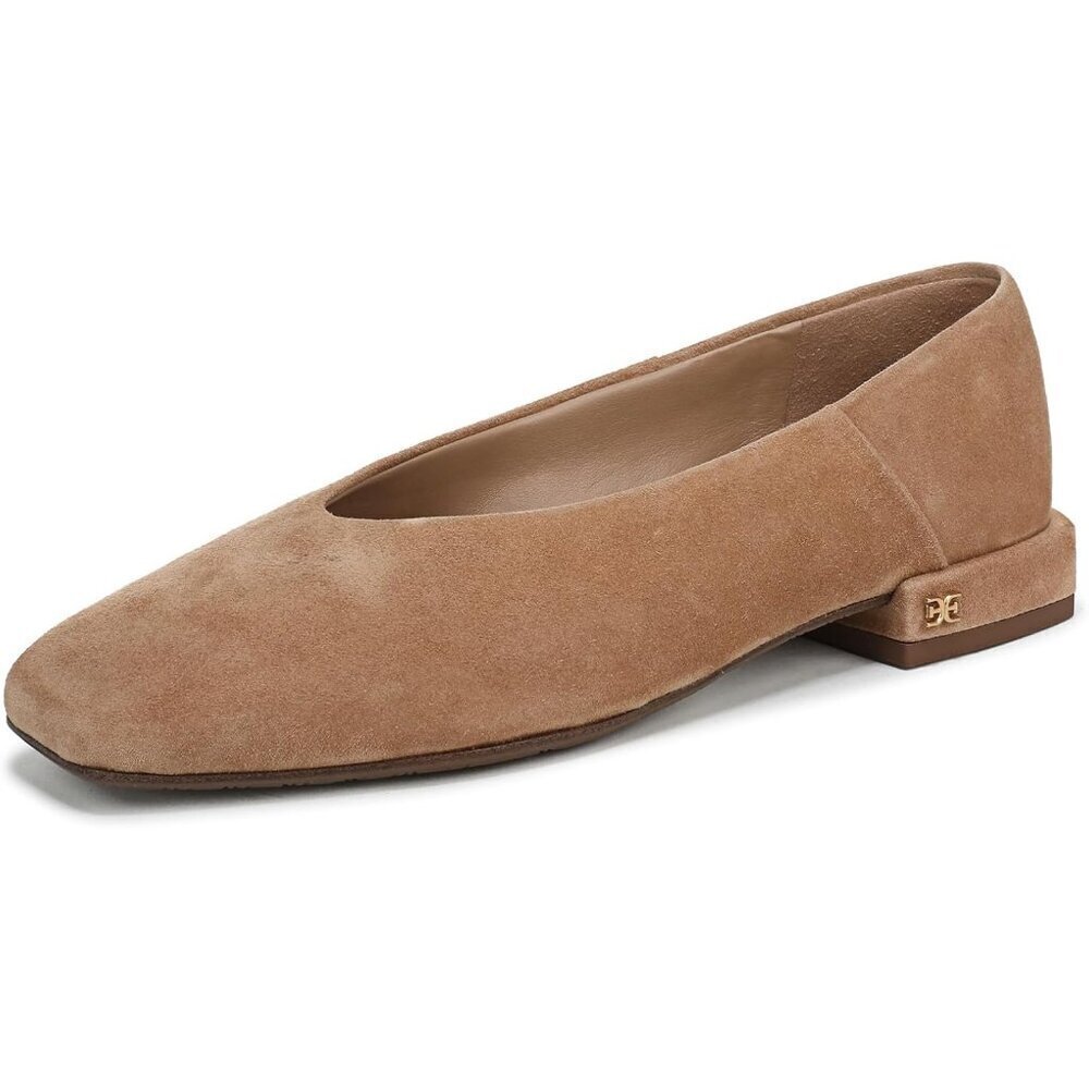 Sam Edelman Women Cyprus Tan Leather Pull-On Rounded Toe Ballet Flat Shoes